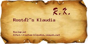 Rostás Klaudia névjegykártya